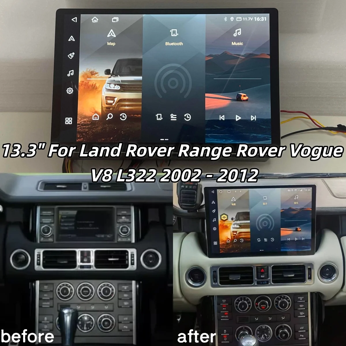 

13,3 "для Land Rover Range Rover Vogue V8 L322 2002-2010 2011 2012 Автомобильный мультимедийный плеер Радиоприемник 1920*1200 GPS CarPlay