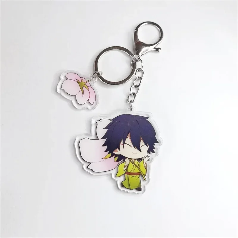 New Women Men Arcylic Keychain Atsushi Nakajima Dazai Flower Two-sided Key Chain Accessories Bag Pendant Jewelry Birthday Gifts