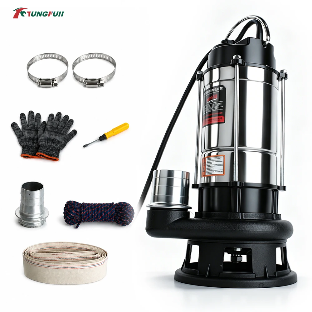 220V Household Cutting Sewage Pump High Power Self Priming Submersible Pump Sludge Mud Septic Tank Waste Water Discharge Pump