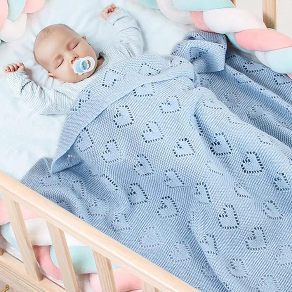 

100x80cm Newborn Baby Blankets Summer love knitted Solid Color Baby Bedding Quilt Swaddle Sleeping Wrap Cover Blanket