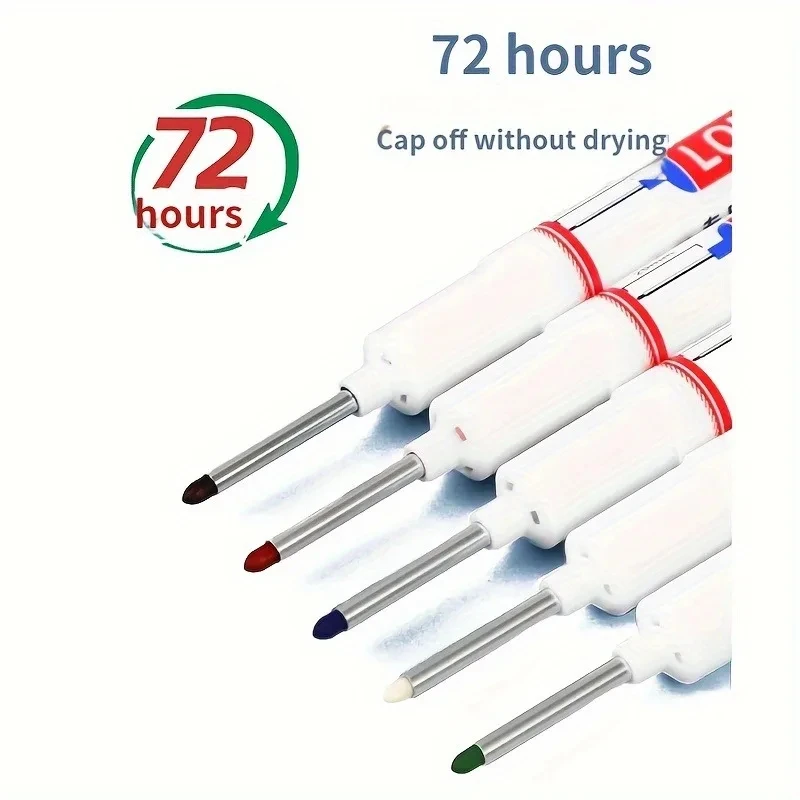 6Pcs/Set 20mm Deep Hole Long Nib Head Markers For Metal Perforating Pen Waterproof Bathroom Woodworking Decoration Multi-Purpose image 5