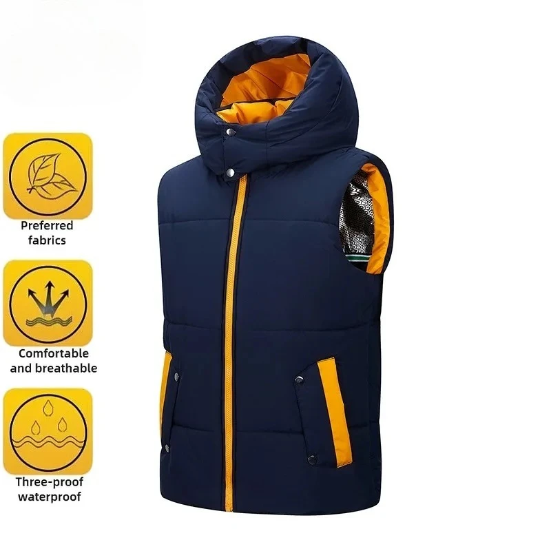 

Men Vest Winter Thermal Hooded Sleeveless Jacket Fleece Lined Thicken Sportswear Outdoor Casual Waistcoat