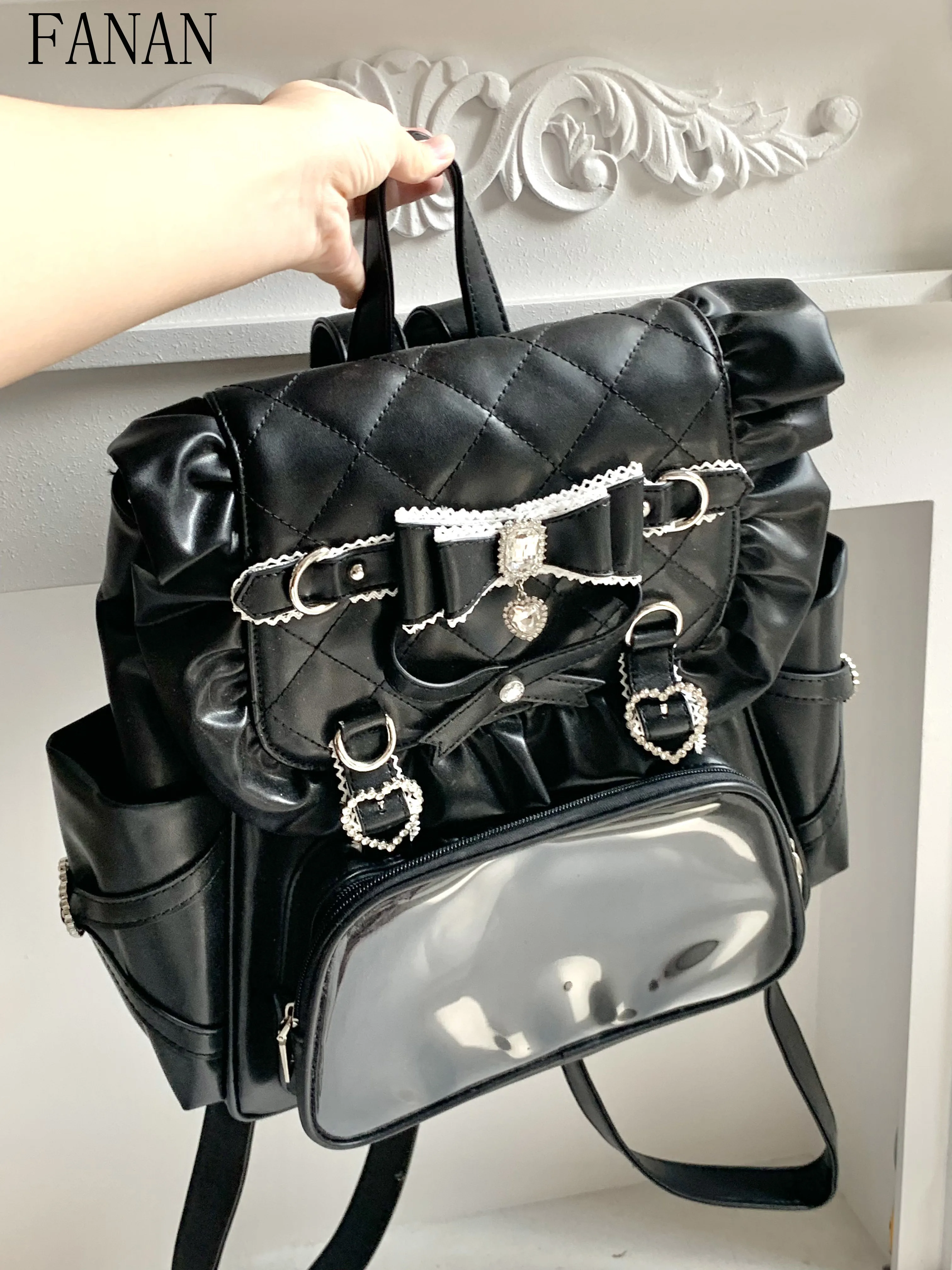 Women's Bags Bowknot Sweet and Cute Girl Backpacks Pocket Cat Original Subculture Elegant Backpack for Women 2025 New