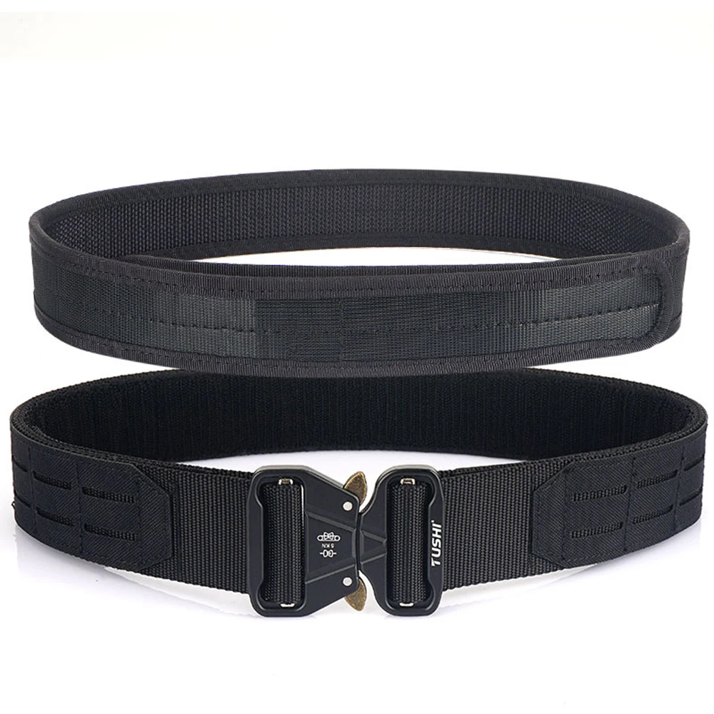 TUSHI 1.7 Inch Army Style Combat Belts Quick Release Tactical Belt Fashion Men Military Canvas Waistband Outdoor Hunting