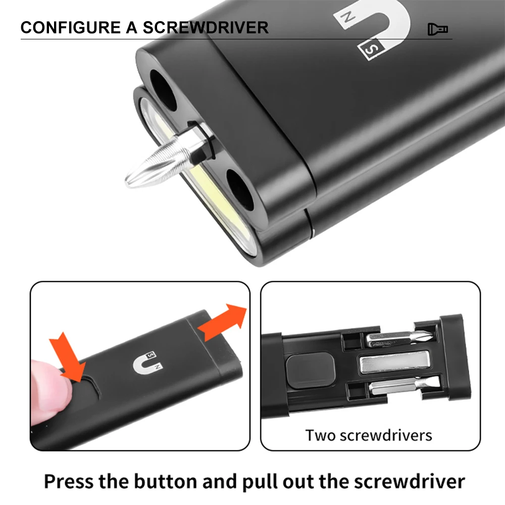 Amanfire X617 Work Light LED+RGB Multi Lamp Mode 180 ° Rotating Magnetic Suction Screwdriver Portable Mini COB Work Light
