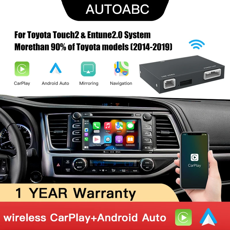 Wireless Carplay Android Auto For TOYOTA Touch2 Entune2.0 Prius C-HR Avalon Prius Sienaba Alphard Support Camera AirPlay