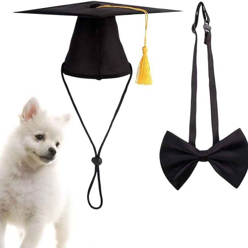 Dog Graduation Hats With Yellow Tassel Funny Pet Grad Costume for Small Medium Large Dogs Tassel Academic Cap Pet Creative Party