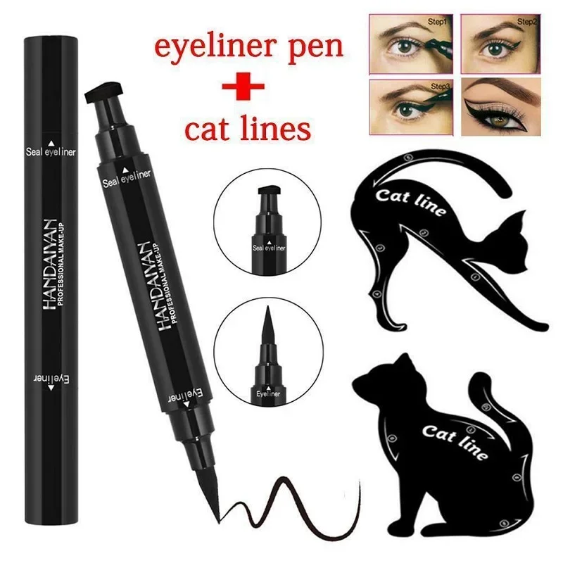 Waterproof Double Head Wing Shape Liquid Eyeliner Stamp Eye Liner Pen Eyeliners with Cat Eye Marker Arrows Stencil Liners Pencil