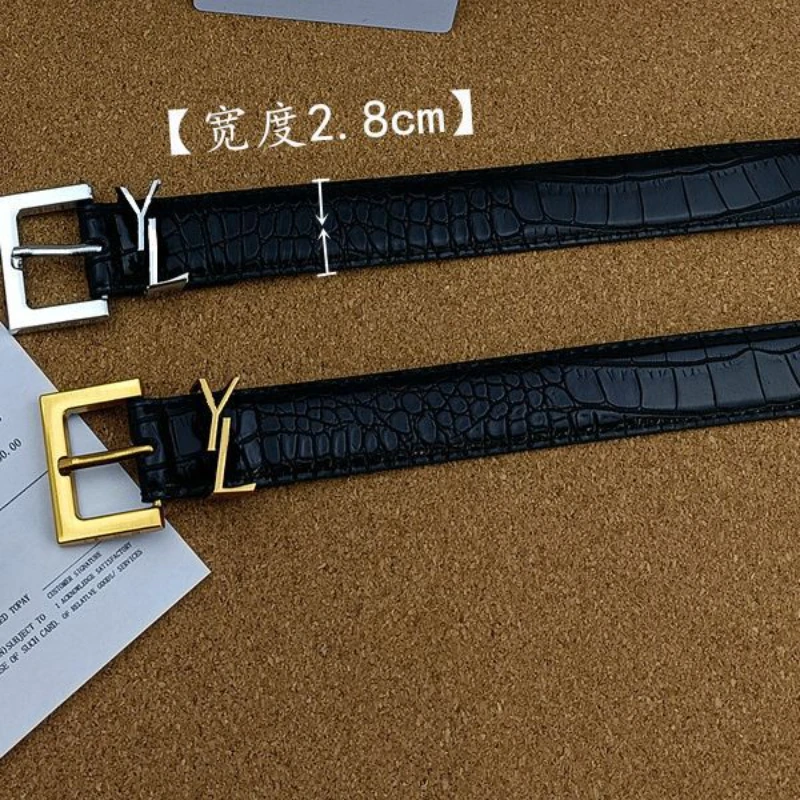 2025 New Yangshulin Women's Crocodile Pattern Belt Female Commuter Versatile Real Belt Belt Female Fashion Belt