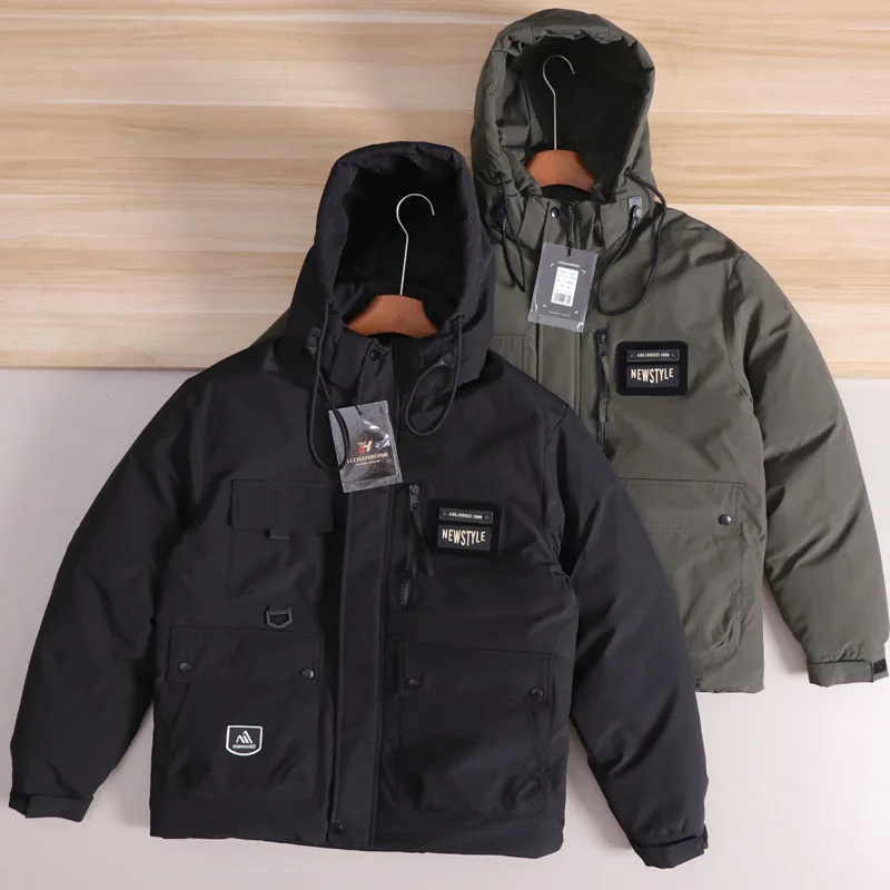 

Warm Thiened Cotton Jaet for Men Winter Faion Casual Hooded Coat Versatile Loose Fit Youth Sle Stand Sve Length