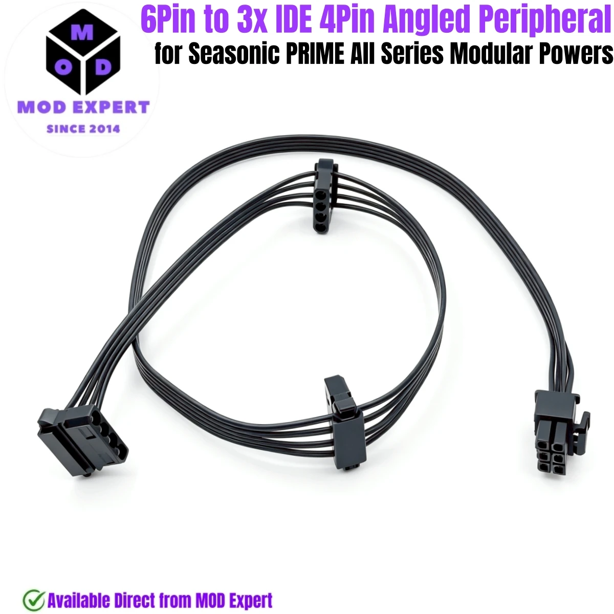 6Pin to 3x Molex/IDE 4Pin Perif Power Cable for Seasonic PRIME 1300W, 1000W, 850W, 750W, 650W Titanium/Platinum/Gold/SNOWSILENT