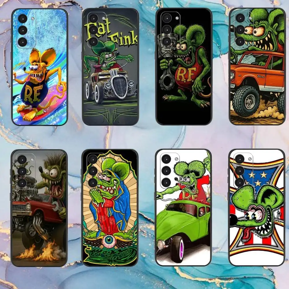 

Cartoon R-Rat F-Fink Art Phone Case For Samsung Galaxy A73,A72,A71,A70,A53,A52,A51,Others Soft Black Cover