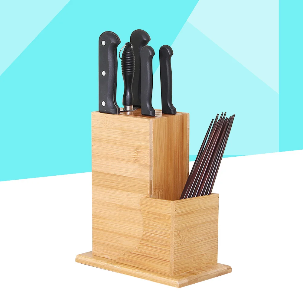 

Bamboo Knife Holder Kitchen Storage Rack Organized Countertop Inserted Shelf for Home Restaurant Use Bamboo Holder