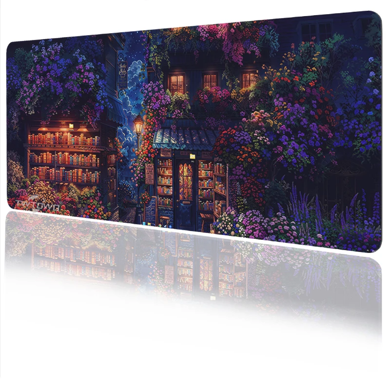 Retro Bookstore Mouse Pad Gamer printon demand Custom Large New Mousepad XXL Non-Slip Soft Carpet Office PC Desktop Mouse Pad