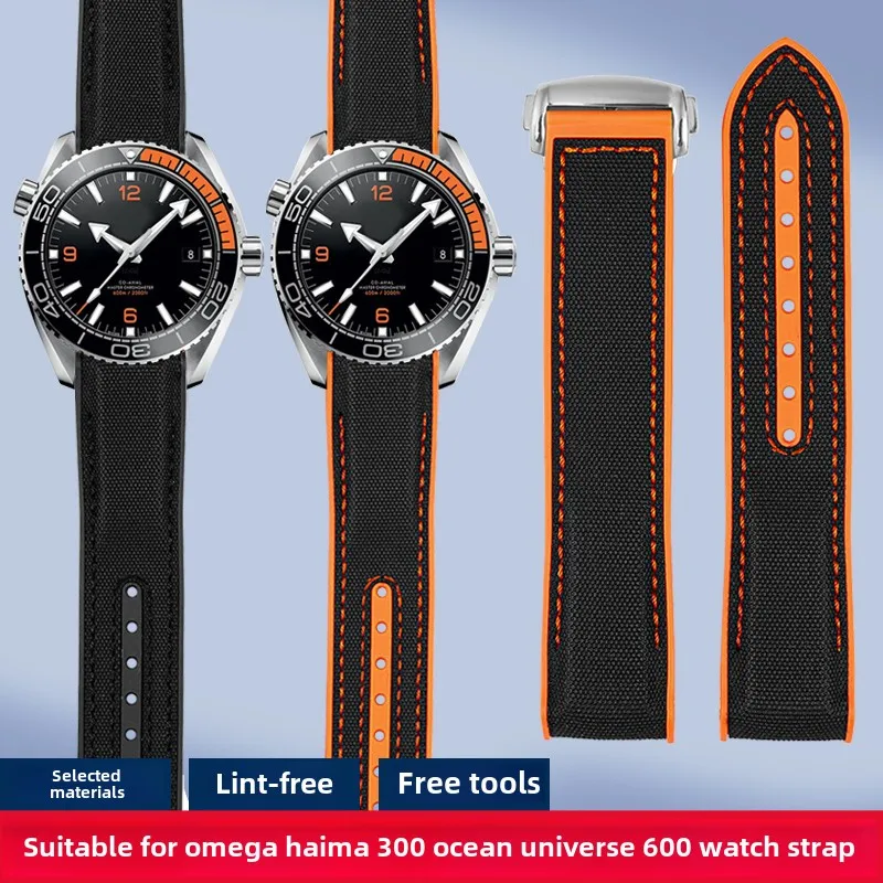 20mm 21mm 22 Curved Watch Strap For Omega Seamaster 300 Ocean Speedmaster 8900 Planet Fabric Nylon Rubber Silicone men WatchBand