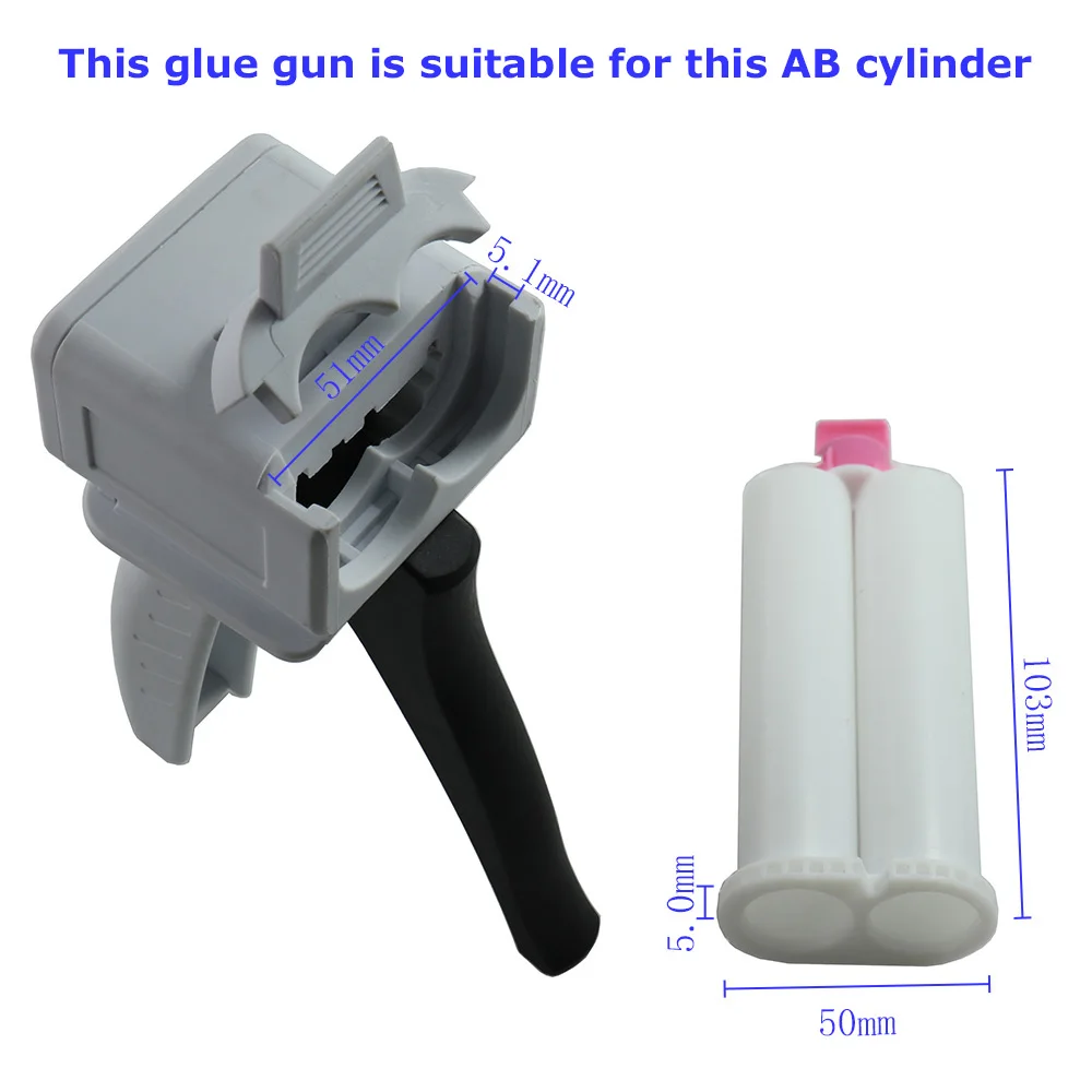 50ml Second Generation Two Component AB Epoxy Sealant Glue Gun Applicator Glue Adhensive Squeeze Mixed Manual Caulking Dispenser