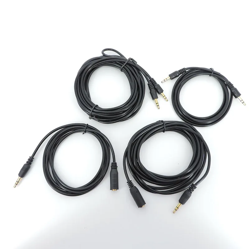 10pcs 1.5/3/5m Male to Female 3.5mm Jack Male to Male Plug Stereo Aux Extension Cable Cord Audio for Phone Headphone Earphone L1