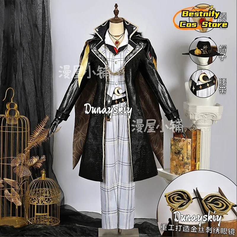 أزياء CosplayGame Identity V Prospector التأثيرية أزياء كلاسيكية لفارس الرأس في القرون الوسطى زي رافينوس للعب الأدوار شعر مستعار دعامة الأحذية
