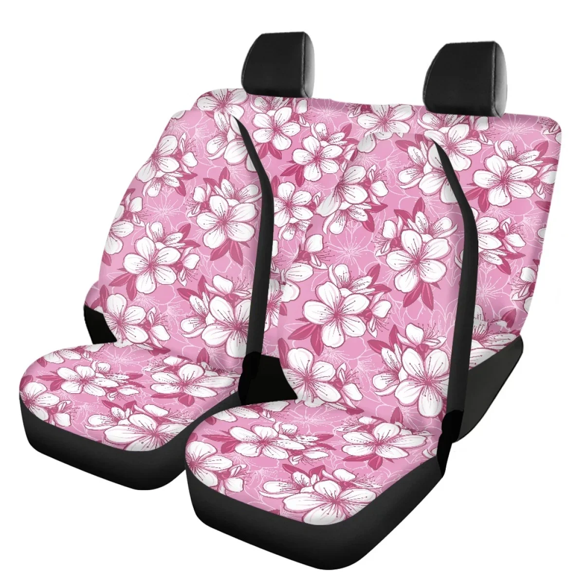 

Frangipani Floral Design Full Set Vehicle Seat Covers Universal Breathable Vehicle Seat Covers Soft Car Seat Cushion Anti-Slip