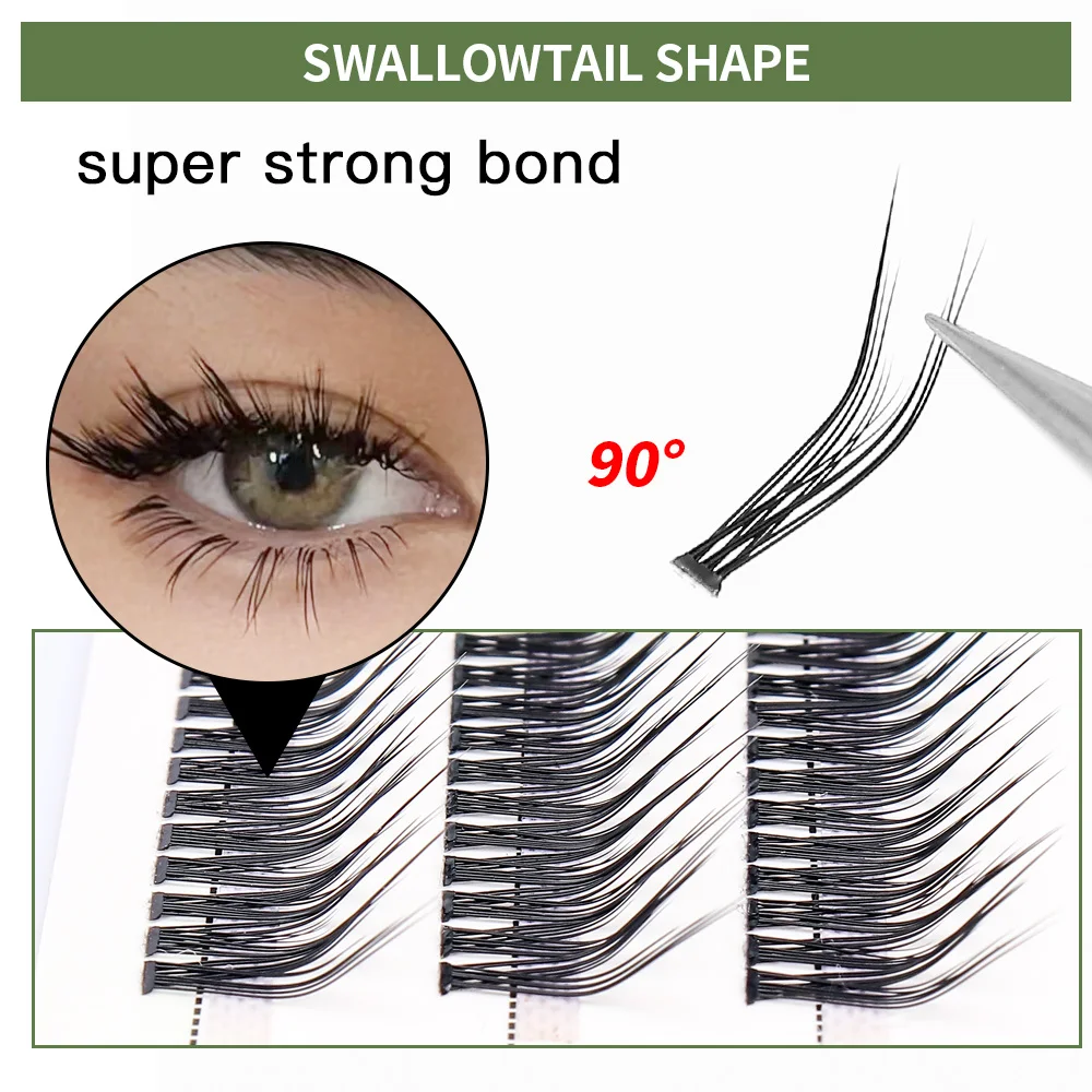 YOUNG LASH L Curl Swallowtail Fairy Segmented False Eyelashes Extensions Cluster Fish Tail  Mermaid Tail Type