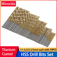 50Pcs Titanium Coated Drill Bit Diameter 1/1.5/2/2.5/3mm HSS High Speed Steel Drill Bit Set Tool, High-quality Electric Tool