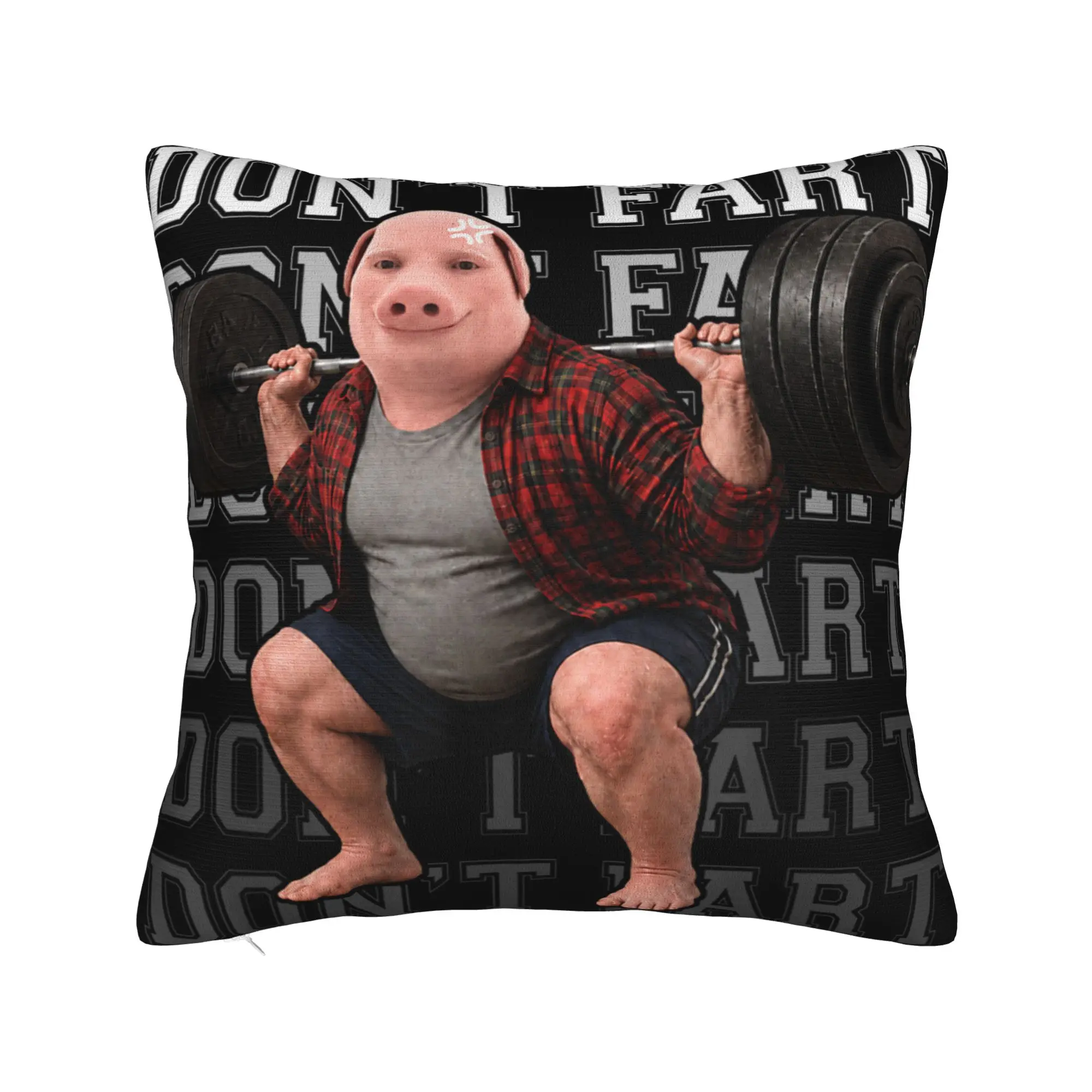 John Pork Don’t Fart Funny Squat Gym Meme Pillow Cover  Kawaii Pillow Case For Sofa Bedroom Home Decor Comfy Cushion Cover Gift