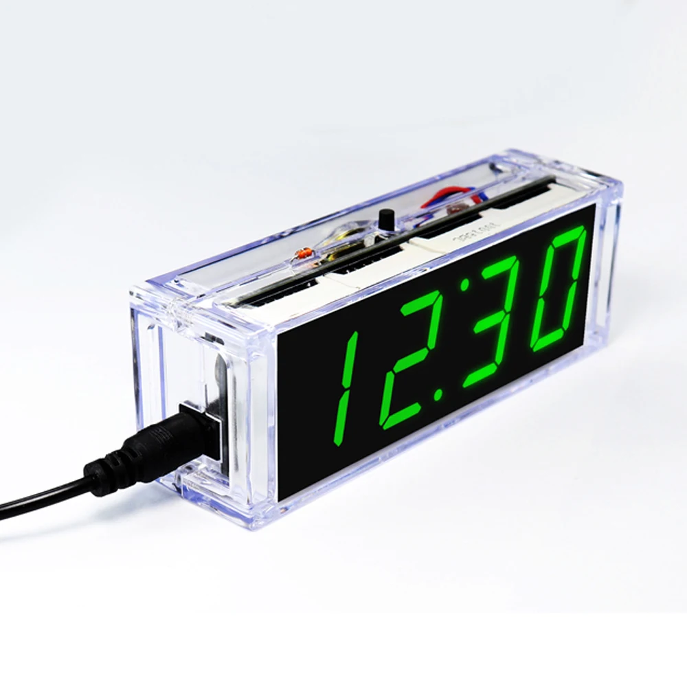 DIY Clock Electronic Kit Voice Time Telling Digital Tube LED Clock Date Temperature Display DS1302 STC15W408AS Soldering Project