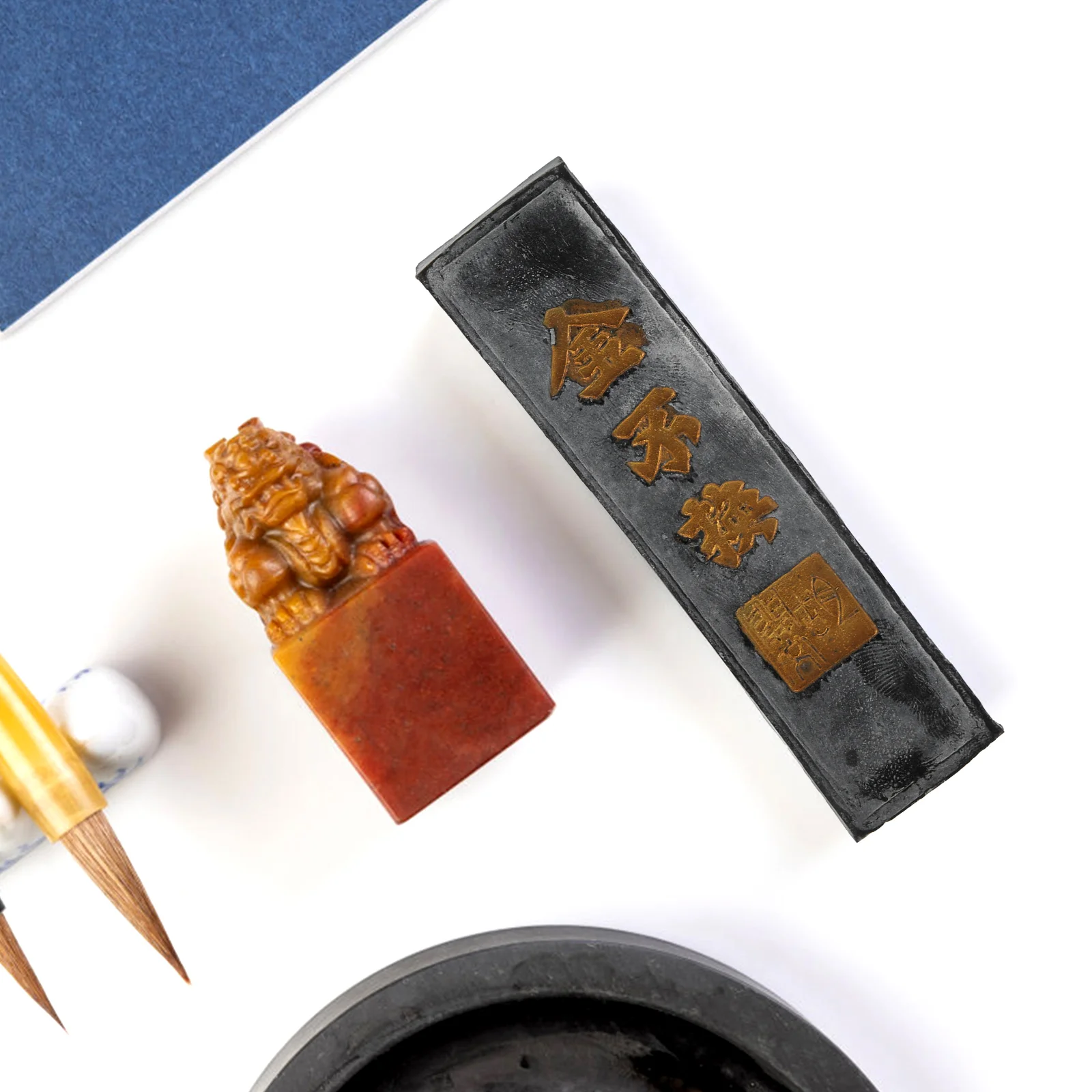 Chinese Calligraphy Ink Stone Handmade Block Sticks Smooth Surface Ideal Beginners Students Japanese Painting Teaching Tools