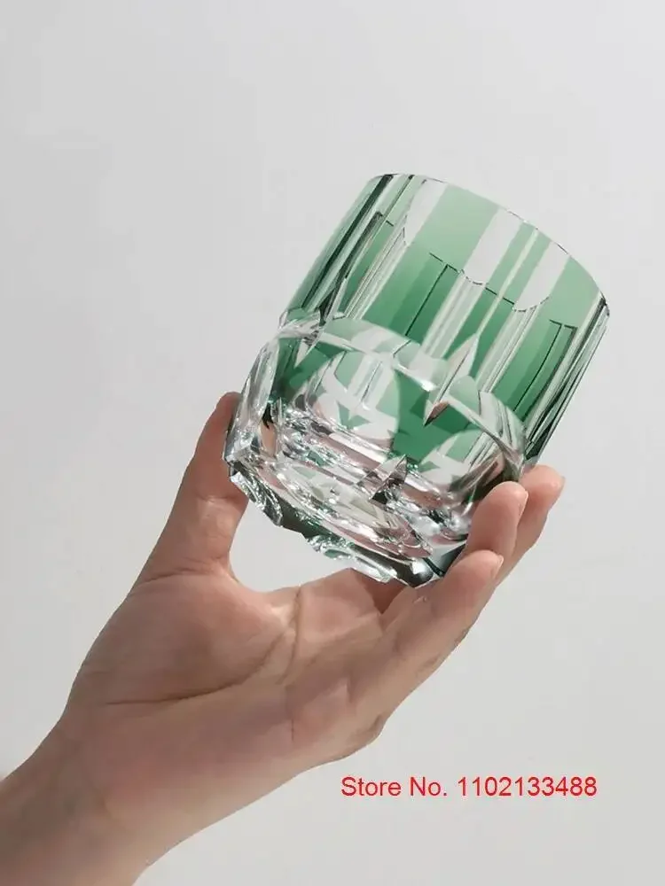 250ml Green Bamboo Whiskey Rock Glass 2023 Latest Japan KAGAMI Design Crystal Wine Tasting Cup Spirits Liquor XO Whisky Snifter 3