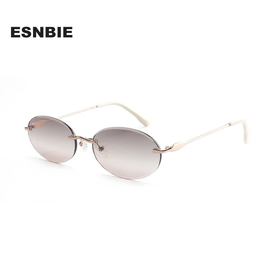 Y2K Brand Design 90s Boundless Sunglasses for Women Shades Rimless Eyewear Personality New Oval Frameless Sunglass Men