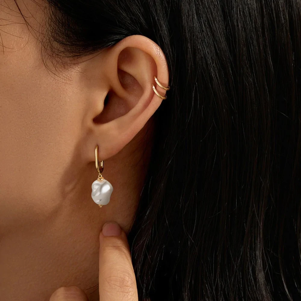 CANNER 925 Sterling Silver Baroque Pearl Unusual Drop Earrings for Women Chic Charming Goth Dangle Earring Fine Jewelry