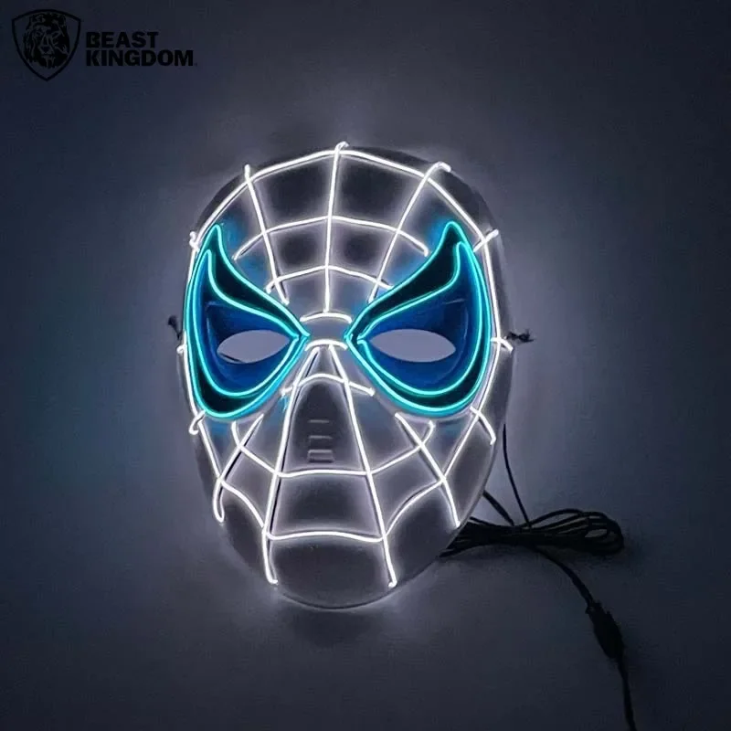 LED Spiderman Mask Superhero Luminous Mask Unisex Avengers Cosplay Props Halloween Dress Up Festival Party Supplies Gift