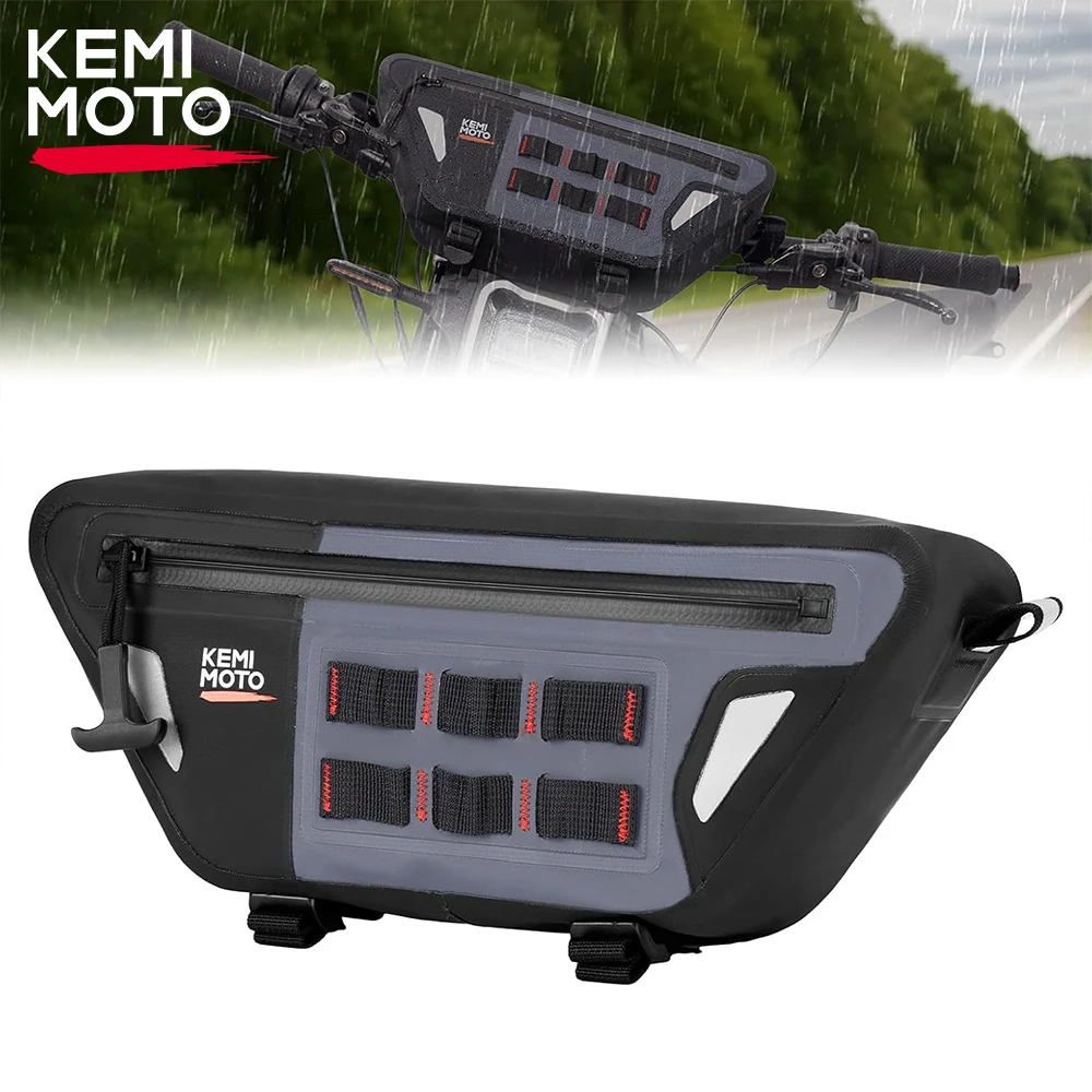 

Motorcycle Front Handlebar Bag 2L PVC Waterproof Durable Tool Storage Pouch Organizer for Adventure Touring Off-Road Motorbikes