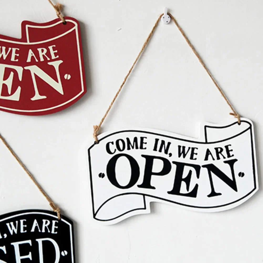 Double-sided Open/Closed License Plate Store Wall Decor Restrooms Tin Sign Vintage Road Guide Metal Sign Painting Plaques Poster