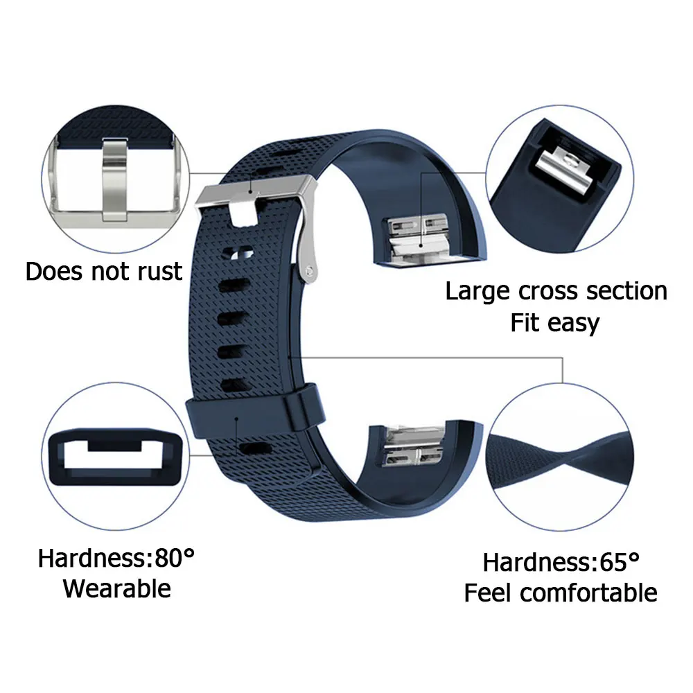 Correa de silicona suave para reloj Fitbit Charge 2, accesorios de repuesto para reloj inteligente, pulsera de silicona