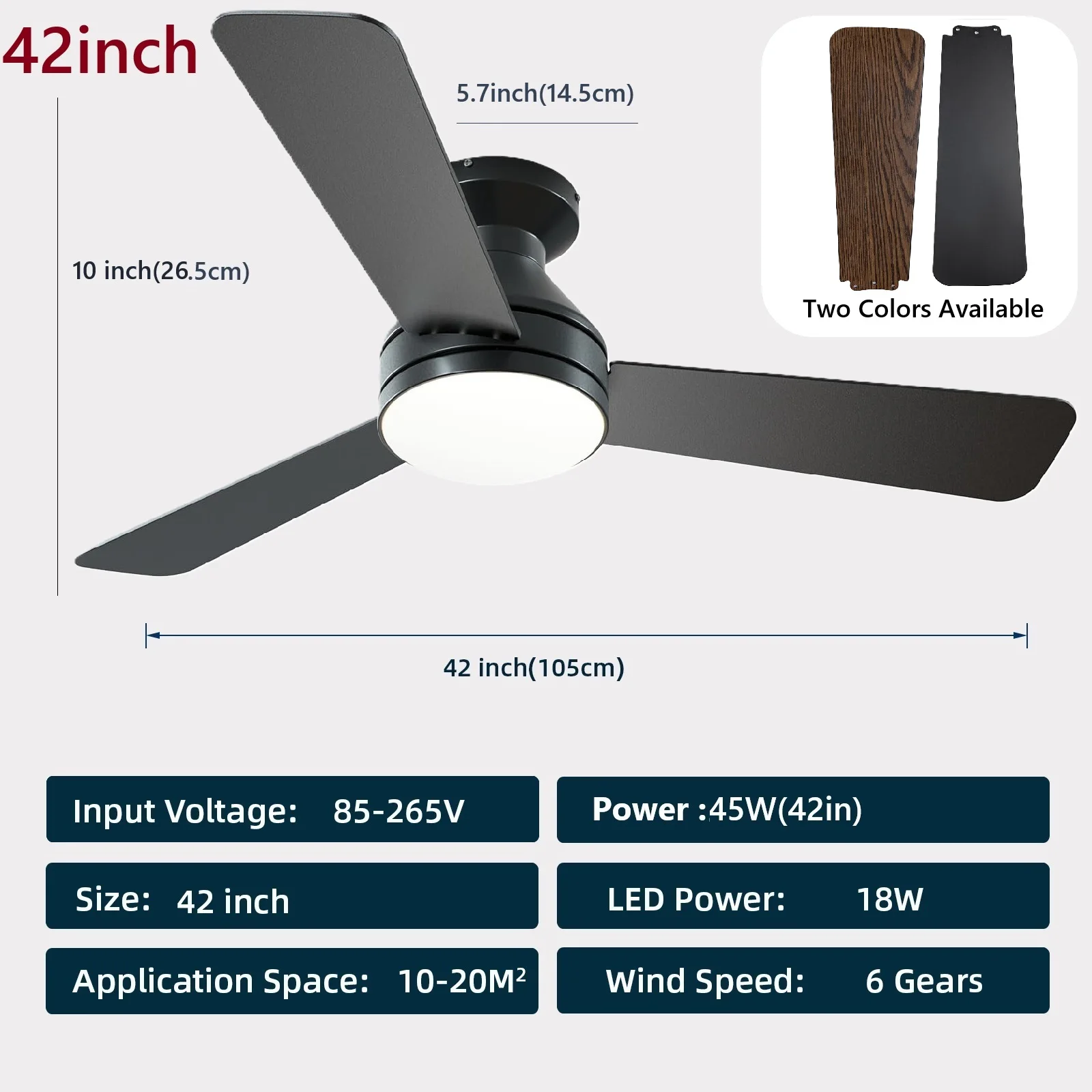 52 inch slimme plafondventilator met verlichting en afstandsbediening, 3-kleuren licht, 6-snelheden timer voor slaapkamer, woonkamer, LED-verlichting