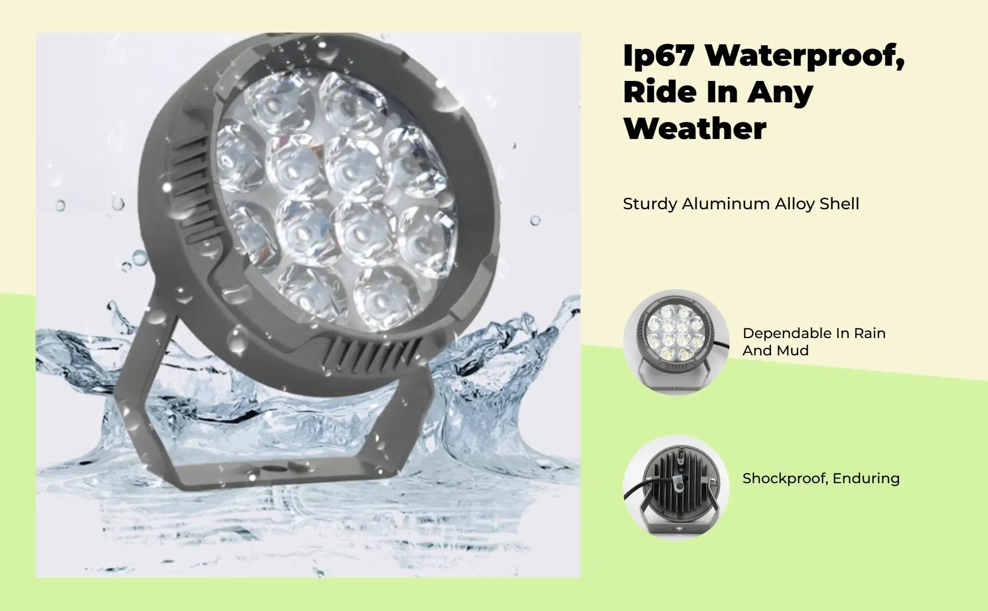 Motorcycle LED Light High Brightness Headlight IP67 Waterproof Driving Lamp for Night Ride Rain Fog Safety