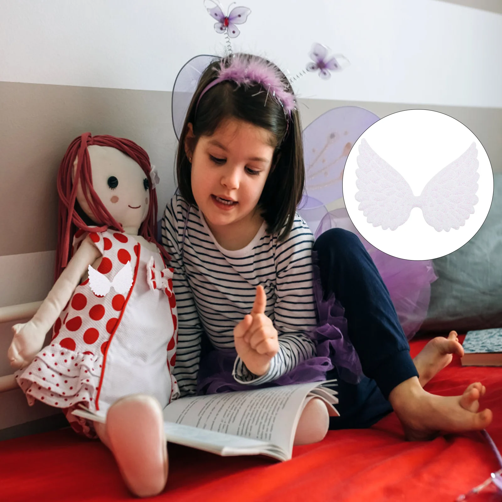 

30pcs Angel Wing Cake Topper Mini Glitter Sewing Patches Party Craft Decoration Accessories Christmas Ornament Cupcake Dessert