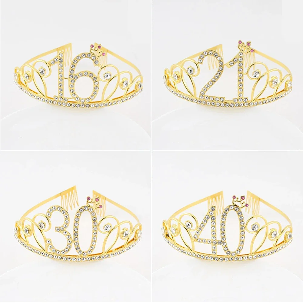 

Metal Crown Headband Princess Hairband Birthday Tiara Decor Wedding Women Anniversary Party Decorations 16th 18th 21th 30th 40th