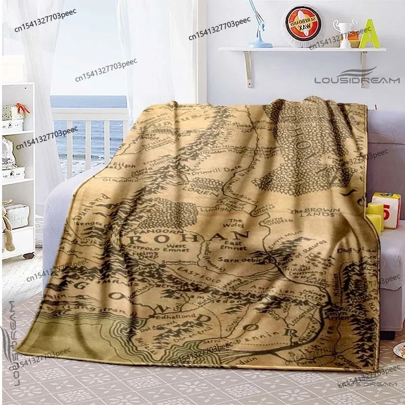 Middle Earth Map Blanket Super Soft Flannel Blanket Lightweight Warm Plush Bed Blanket Bedroom Living Room Sofa Home Decor