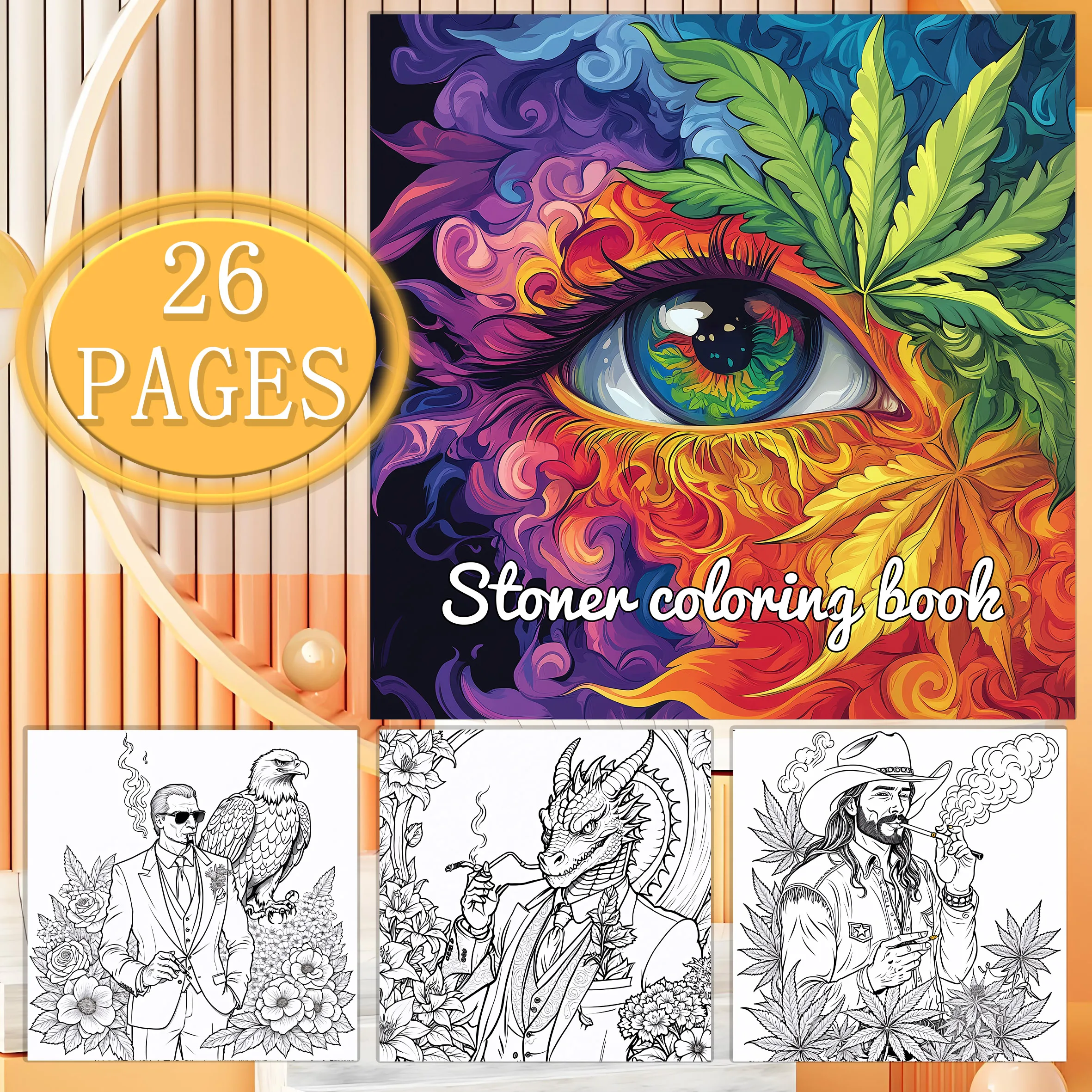 1PC Adult Coloring Book 26 Pages with Animals, Landscape, Flowers, Patterns, Mushroom And Many More For Relaxation Paperback
