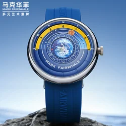 Casual The Earth Quartz Man Watch Vintage Blue Silicone Strap Men's Wristwatch Clock Round Stainless Steel relojes Dropshipping