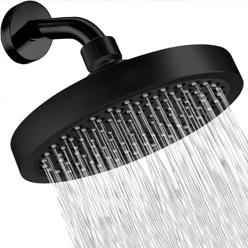 Rotatable Shower Head High Pressure Black Silver Shower Head Sprayer Wall Mounted Bathroom Fixture Faucet Hardware Accessories