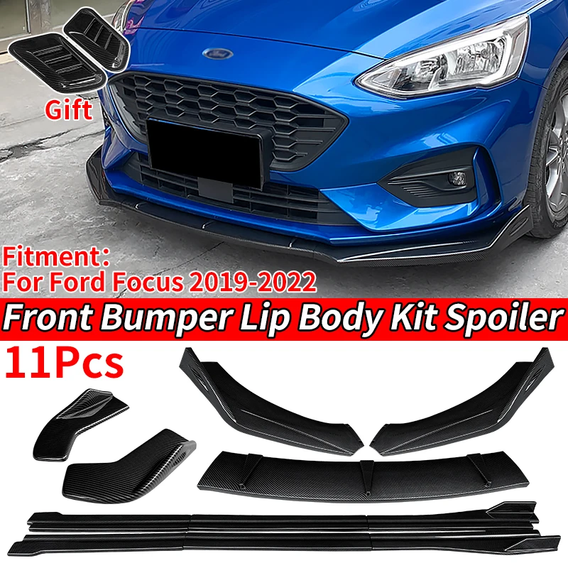 Car Accessory Front Bumper Lip Body Kit Chin Spoiler Protector Side Skirts Extensions Rear Wrap Angle For Ford Focus 2019-2022