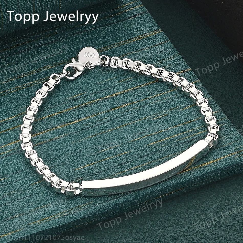 925 Sterling Silver Exquisite Box Chain Bracelet for Men and Women, Fashionable Wedding Jewelry, Party Gift