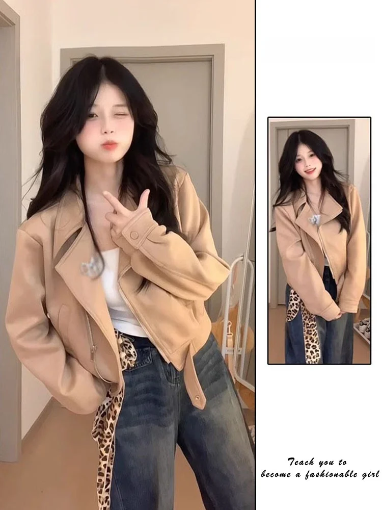 

Американский винтажный коричневый ор-пальто, женское весеннее пальто 2024, новинка высокого качества, персональный маленький модный топ