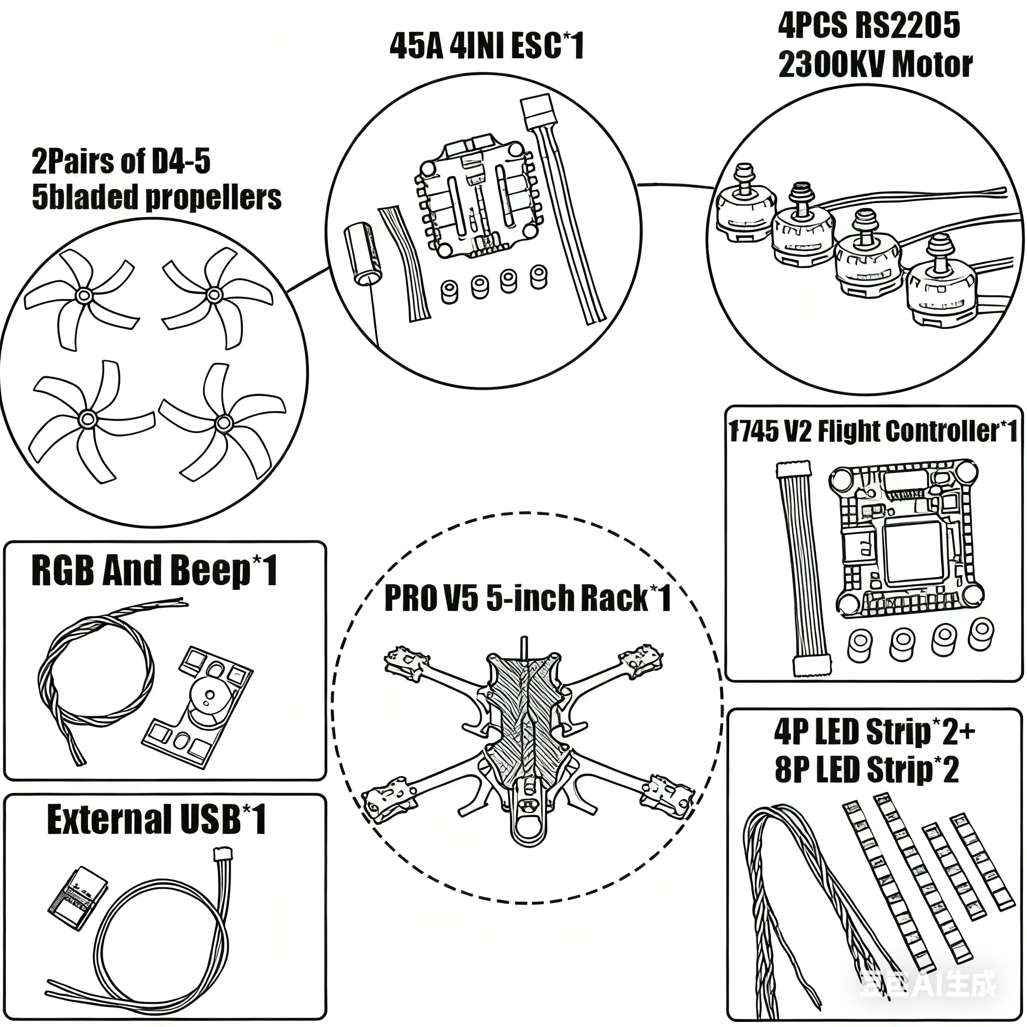 

B-CUBE PRO V5 5inch FPV Drone Frame Kit Carbon Fiber Racing Quadcopter Freestyle INAV Beatflight F722 Ardupilot Flight Control