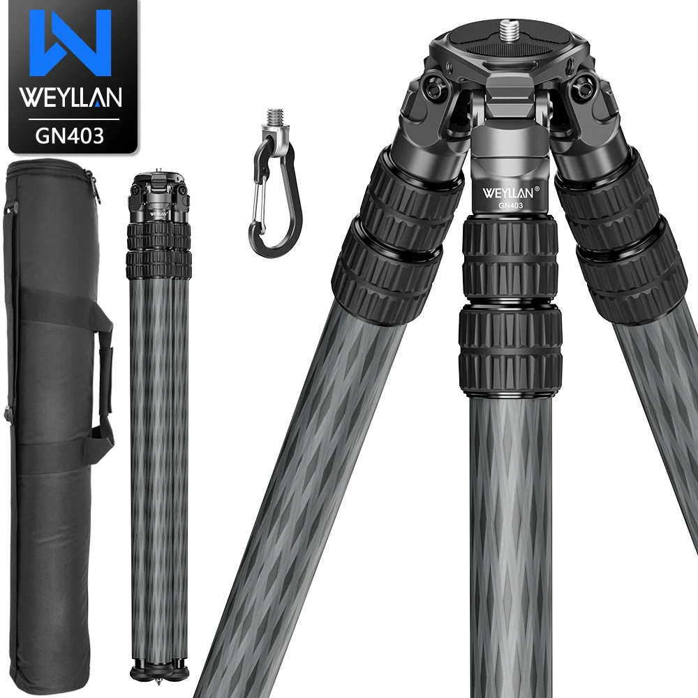 WEYLLAN GN403 Carbon Fiber Tripod for Hunting Inverted 3-section 70.08'' Heavy Duty Tripod for Camera 40mm Leg, Load 88lbs/40kg