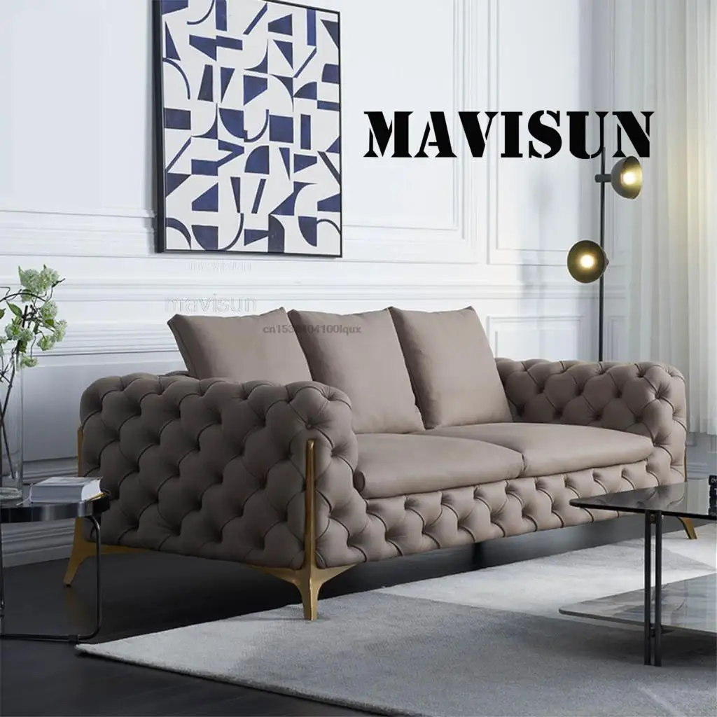 Italian Style Light Luxury Sofa American Style Three-Person Combination Size Apartment Living Room Villa High-End Furniture