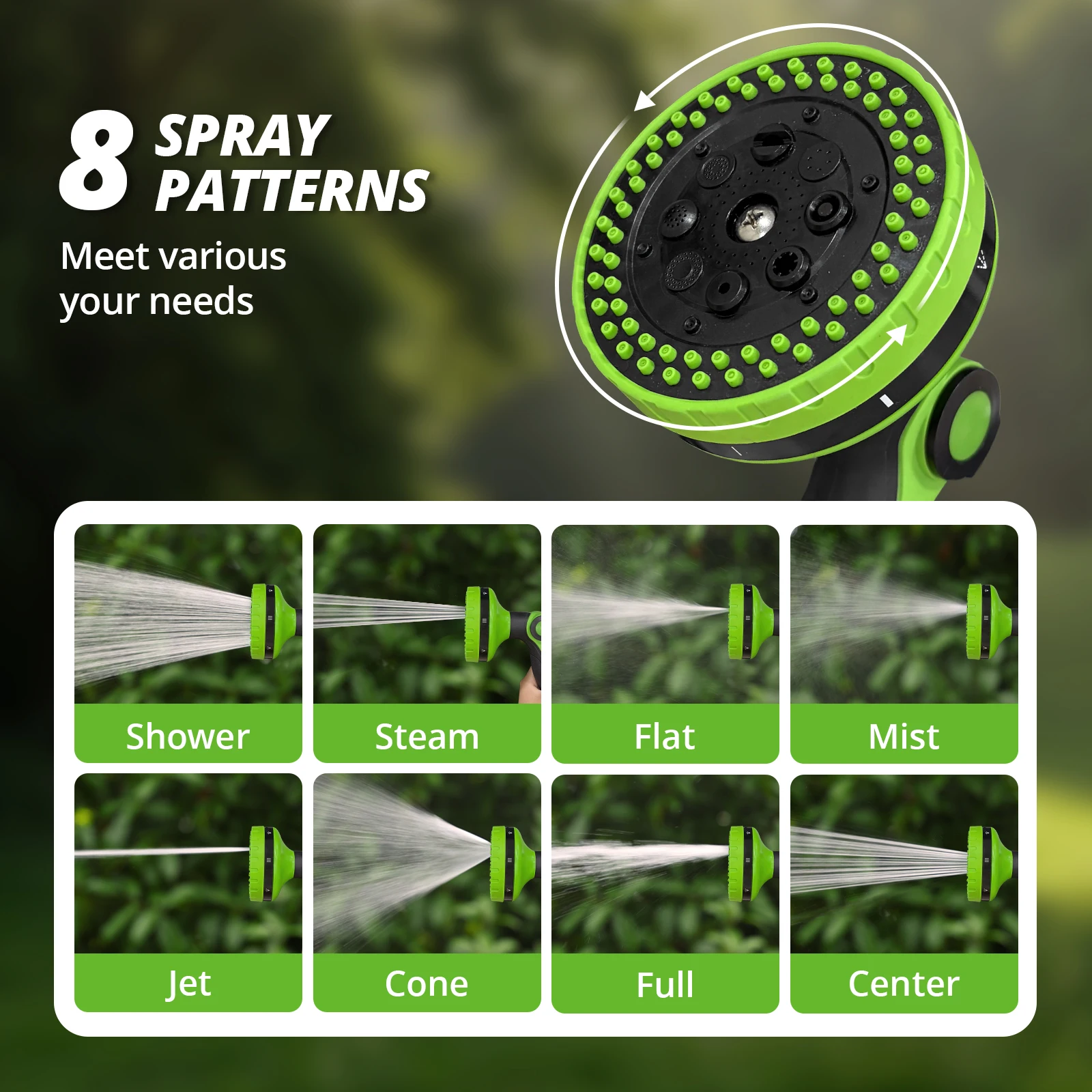 8-Setting Adjustable Garden Hose Nozzle Water Gun with Larger Nozzle for Car Wash And Outdoor Watering - Indoor & Outdoor Use